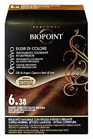 Biopoint Linea Orovivo, Tinta Per Capelli (Colore 6.38, Biondo Scuro Cioccolato Nocciola) - 30 ml.