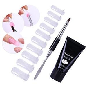 NICOLE DIARY Kit gel per unghie Gel per unghie Gel per unghie rosa nudo Colla per ricostruzione per unghie + Poly Nail Gel per stampi rapido per unghie + Strumento per spatola a due punte acrilico