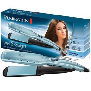 Remington Piastra Larga Wet 2 Straight, Piastre in Ceramica, Utilizzo su capelli Asciutti o Bagnati, Display LCD, da 140 a 230 Gradi, 110x45, S7350