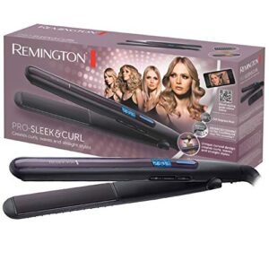 Remington S6505 Pro Sleek&Curl Piastra, Voltaggio Universale, Rivestimento in Ceramica, Nero