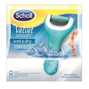 Scholl Velvet Smooth Roll Pedicure, Elettrico Professionale per Pelle Secca, Acquamarina