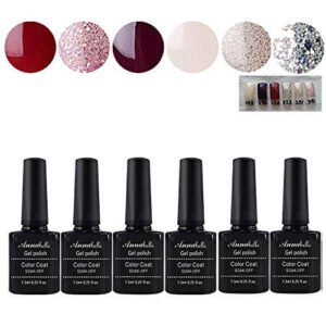 Allenbelle Smalto Semipermanente Nail Polish UV LED Gel Unghie (Kit di 6 pcs 7.3ML/pc) 002