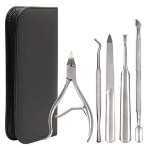Attrezzi Manicure e Pedicure Professionale 5 Pezzi, Becoyou Tronchesi per Unghie Rimuovi Cuticole Spingi Cuticole Togli Cuticole Lima Unghie In Acciaio Inox