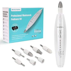 BEAUTURAL Manicure e Pedicure Elettrico Professionale Kit, Potente Fresa per Unghie con 7 Accessori, Sistema di Lucidatura per Unghie di Piedi e Mani
