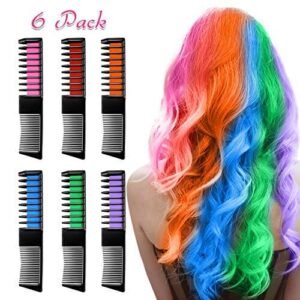 Capelli Gesso Pettine, Nivlan 6pcs Gessetti per Capelli Temporanei, Gessetti per Capelli Non Tossici Lavabili per Bambini, Adulti e Cosplay fai da te