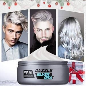Cera capelli uomo Y.F.M. Crema colorante per capelli Tintura per barba, Argento grigio cera stile capelli forma semplice Tintura capelli Facilità di pulizia Nessun inquinamento Composizione vegetale