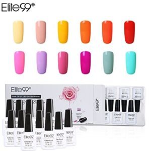 Elite99 Smalto Semipermanente per Unghie in Gel UV LED 12pcs Kit Ricostruzione per Unghie Colore di Amaretto Smalti Semipermanenti Soakoff - Gift set 015
