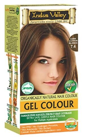kit colorazione colorante per capelli color rame biondo scuro indus valley 7.4