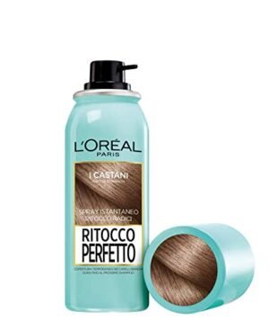 L'Oréal Paris Ritocco Perfetto Spray Ritocco Radici, Colorazione Ricrescita, Copre i Capelli Bianchi e Dura 1 Shampoo, 3 Castano, 75 ml