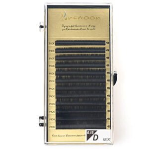 Lunamoon Ciglia Finte Naturale Falsi Ciglia Extension Lunghe Nero Ciglia Fatto a Mano per il Trucco D-Curl 0.10mm 0.15mm 7-14mm (D X 0.15mm)