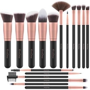 Pennelli Make Up EmaxDesign 17 pezzi Set di pennelli per trucco Fondotinta Cipria Crème Liquido Professionali Pennelli per volto ombretti e sopracciglio (Oro Rosa)