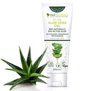 Pranaturals aloe vera gel 200 ml, gel lenitivo & idratante nutriente, idrata danneggiato pelle, assorbe facilmente non grassa o non oleoso (Pacco da 1)