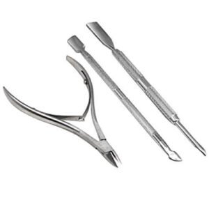 TRIXES Kit per la cura delle cuticole - 3 Pezzi - Taglia cuticole pinza - spingi cuticole - Acciaio inox