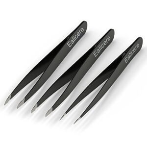 3 Pinzette per Sopracciglia, Acciaio Inossidabile, Oblique Appuntite Piattee Punta, Professionali per Peli Incarniti, Depilazione/Ceretta/Sfoltite Sopracciglia, peli del Naso e Schegge