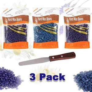 Cera Brasiliana Wax, KINDAX 3x100g Chicchi Cera Depilatoria a Caldo per Depilazione per Corpo, Viso, Ascellare e Bikini - Con In Dotazione Una Spatola per Cera Professionale