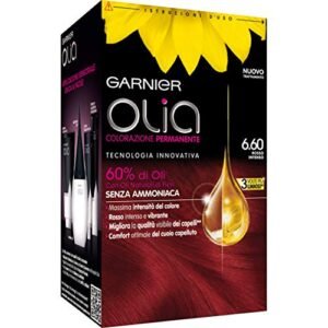 Garnier Olia Colorazione Permanente senza Ammoniaca, Migliora la Qualità dei Capelli, Copre i Capelli Bianchi, 6.60 Rosso Intenso