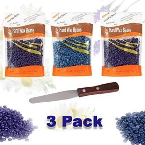 Cera Brasiliana Wax, KINDAX 3x100g Chicchi Cera Depilatoria a Caldo per Depilazione per Corpo, Viso, Ascellare e Bikini - Con In Dotazione Una Spatola per Cera Professionale
