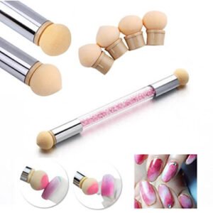 Doppia testa Spugna di pennellino per unghie , ideale per fare le sfumature di colore sull'unghia e gradiente di colore , incluso 4 Testine di ricambio, Pennello di spugnetta pigmento per nail art