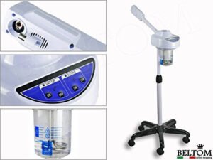 VAPORIZZATORE FACCIALE DIGITALE CON OZONO PER PULIZIA VISO 750 W. STATIVO REGOLABILE A 5 RAZZE E BECCUCCIO PER OLII ESSENZIALI ESTETISTA ESTETICA BELLEZZA