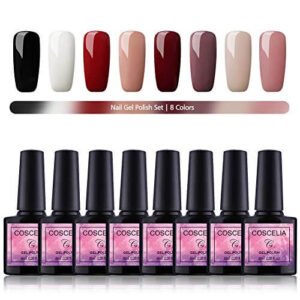 Elite99 Smalto Semipermente per Unghie in Gel UV LED 7pzs Colori con Base Coat Top Coat Lucido Top Coat Matte Kit per Manicure Smalti Gel per Unghie Soak Off - Set 001