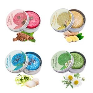 4 Pezzo Shampoo Solido, Djtanak all'essenza naturale alle erbe Trattamento vari profumi per tutti i tipi di capelli, profumo per capelli (Shampoo alla camomilla alla menta, zenzero, cannella e menta)