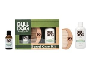 Bulldog Skin Care Beard Set - Kit di Shampoo e Balsamo 2 in 1, Olio Idratante per Barba e Pettine da Barba - Pacco da 3