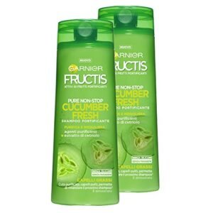 Garnier Fructis Shampoo Capelli Grassi Cucumber Fresh con Estratto di Cetriolo, senza Siliconi e senza Parabeni - Confezione da 2 Unità