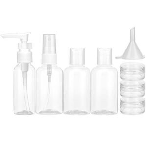 Luxspire Travel Bottle Set, [8 PACK] Durable Plastic Leak Proof Travel Accessories Bottles Portable Travel Bottle Pump Sprayer Set, Clear