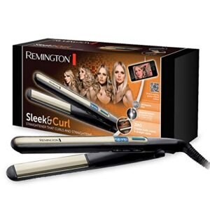 Remington S6500 Piastra Capelli Sleek & Curl, Innovativo Rivestimento in Ceramica, 110 mm, Display Digitale, da 150° a 230°, Pronta all'uso in 15 sec