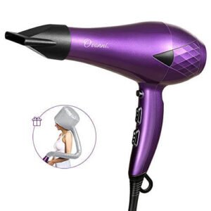 Asciugacapelli Professionali Ovonni in ceramica con Concentratore, Asciugacapelli da Salone con Cappuccio Cofano,2000 W Ionico a Infrarossi AC Motor,3 Temperature e 2 Velocità