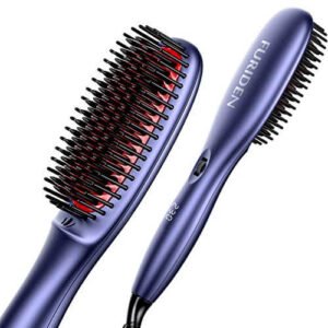 FURIDEN Spazzola Lisciante per Capelli, Spazzola Lisciante con Ceramica, Spazzola Lisciante da Viaggio Doppio Voltaggio Spazzola Lisciante con Riscaldamento Veloce MCH 130°C-230°C (Blue)