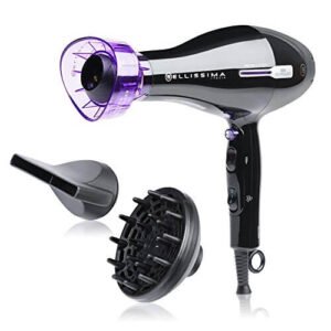 Imetec Bellissima Revolution BHD2 2000 Asciugacapelli Professionale con Rotazione Automatica, 2000 W, 8 Combinazioni Aria/Temperatura, Tecnologia a Ioni, Diffusore Incluso