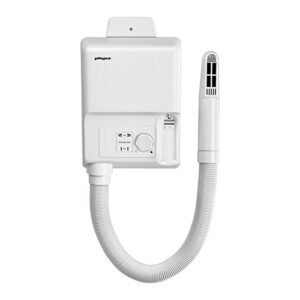 Physa ULTIME Asciugacapelli da Parete Fon per Hotel (700 W ECO, Temperatura dell'aria max. 54 ° C, Velocità del getto d'aria 13 m/s, con Presa per rasoio)
