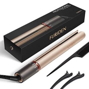 Piastra Capelli Professionale FURIDEN Lisci e Mossi 2 in 1 Rivestimento in Ceramica con Regolazione della Temperatura (120°C-230°C) Doppio Tensione per Lisciante e Capelli Ricci - Dorato
