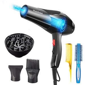 PluieSoleil Salon Ioni Asciugacapelli Professionali con Diffusore,Elettrico Potente Asciugacapelli con 2 Velocità e 3 Temperature, Motore AC Phon Capelli per Un'Asciugatura Rapida 3000W