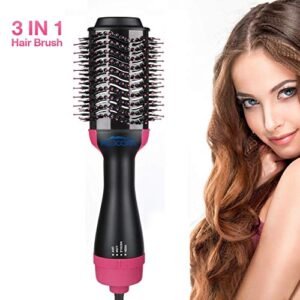 Salon One-Step Hair Asciugacapelli e Volumizzante, 3 in 1 Spazzola Rotante per Capelli con 3 Velocità/Temperature e Colpo di Aria Fredda