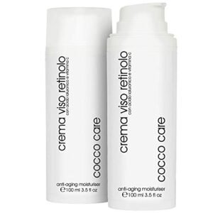 100ml - BIO Crema Viso Retinolo con Acido Ialuronico Puro 100% e Vitamina C - Contorno Occhi - Trattamento Antietà - Idratante e Illuminante per il Viso - Crema Antirughe Uomo e Donna