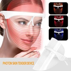 3 Colors LED Facial Mask Photon Therapy Facial Mask Spectral Skin Rejuvenation Mask Anti- Wrinkles Whitening Acne Cleansing Mask LED Mask Beauty Treatment LED Beauty Face Mask