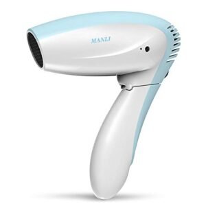 Asciugacapelli Senza Fili (SOLO ARIA FREDDA), MANLI Phon da Viaggio Wireless Ricaricabile Pieghevole per Bambini, Viaggio, Barbecue, Pittura ad Olio, Palestra