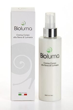 Bioluma Bava di Lumaca Crema Corpo 200ml con Acido Ialuronico Olio Argan Vitamina E Ottimo Idratante Nutriente Elasticizzante Ricca Veloce Assorbimento Coadiuvante Trattamento Antietà Made in Italy