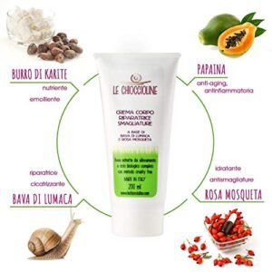 Crema Corpo Idratante | Bava di Lumaca |Crema Smagliature Gravidanza | con Bava di Lumaca 100% pura Acido Glicolico Burro di Karitè Rosa Moscheta | 100% Made in Italy | 200 ml