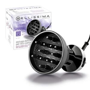 Imetec Bellissima DIFFON DF1 1000 Diffusore ad Aria Calda per Capelli Ricci, 700 W, 2 Combinazioni Aria/Temperatura, Asciugatura Delicata, Ricci Composti Senza Effetto Crespo, Nero