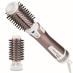 Rowenta CF9540 Brush Activ Premium Care Spazzola Rotante e Asciugante per Volume, Doppio Generatore di Ioni, con Setole Naturali, 1000 W, Rosa Cannella/Bianco/Alluminio