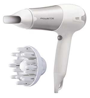 Rowenta CV5090F0 Powerline+ Asciugacapelli con Diffusore e Generatore di Ioni, Asciugatura Veloce, 2300 W, Argento/Bianco