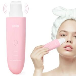 SEQI Skin Scrubber,Scrubber per la Pelle del Viso Ultrasonic, Dispositivo per Viso Peeling Spazzola Pulizia Viso Face Scrubber ad Ultrasuoni Professionale ad 3 modalità Blackhead Remover(rosa)