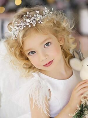 Simsly - Cerchietto per capelli da sposa, con cristalli di proteina argentati, accessorio per capelli per donne e ragazze