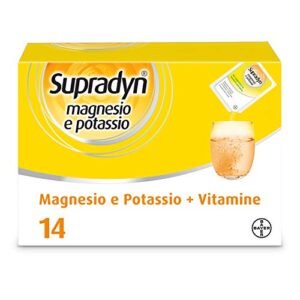 Supradyn Magnesio e Potassio - Integratore Multiminerali per Afa, Caldo e Attività Fisica - 14 Bustine Effervescenti Gusto Arancia