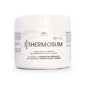 Thermoslim Crema Anticellulite Rassodante e Snellente Corpo per Pancia Fianchi Addome Gambe | Effetto Riscaldante Brucia Grassi Uomo E Donna | con Caffeina Olio Di Mandorle Karitè In Vaso 500 ML