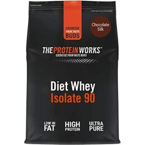 Whey Protein Dietetiche Isolate 90 - The Protein Works - Isolato di Proteine del Siero del Latte 100% Puro - Con Shaker e Misurino Gratuiti (Cioccolato, 1kg)