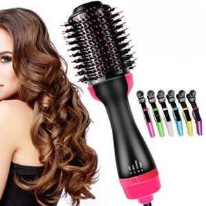 Asciugacapelli ionico Multifunzione, massway One-Step Pettine 4 in 1 per Styler capelli Raddrizzatore per capelli agli Spazzola per capelli Ion Generator ricci Hot Air Comb con 6 clip